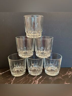 Set Of 6 Arcoroc Lancer Low Ball Rocks Glasses Clear Tumblers 10oz France 3.5"